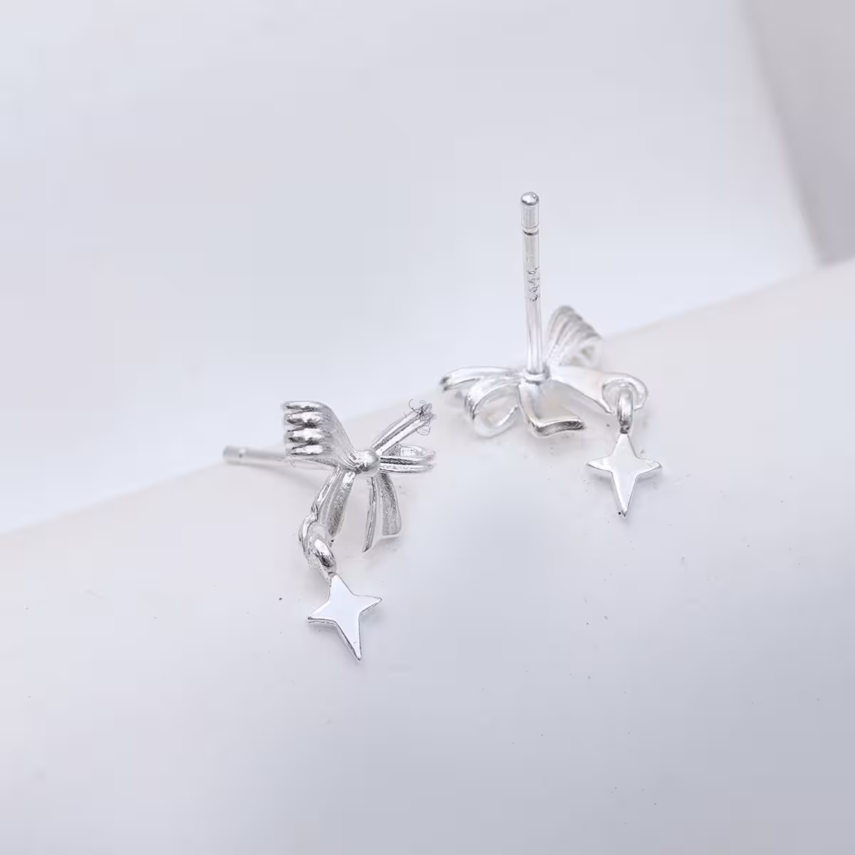 925銀針&times;蝴蝶結閃光芒&times;耳環-第4張