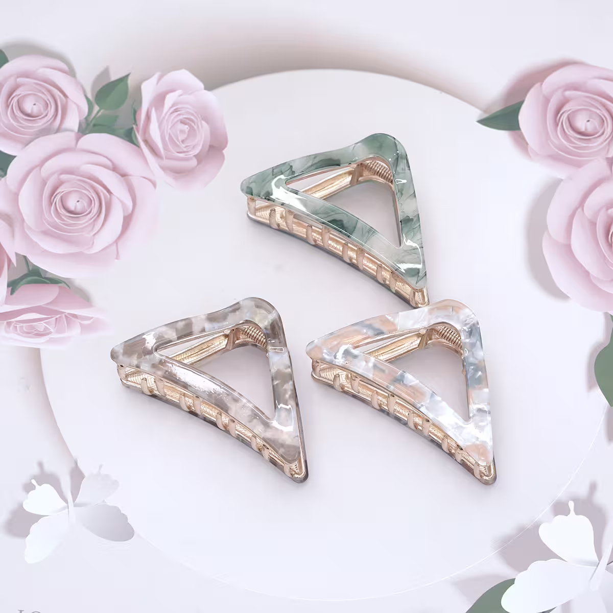 三角幻彩醋酸&times;鯊魚夾&times;共三色-第1張