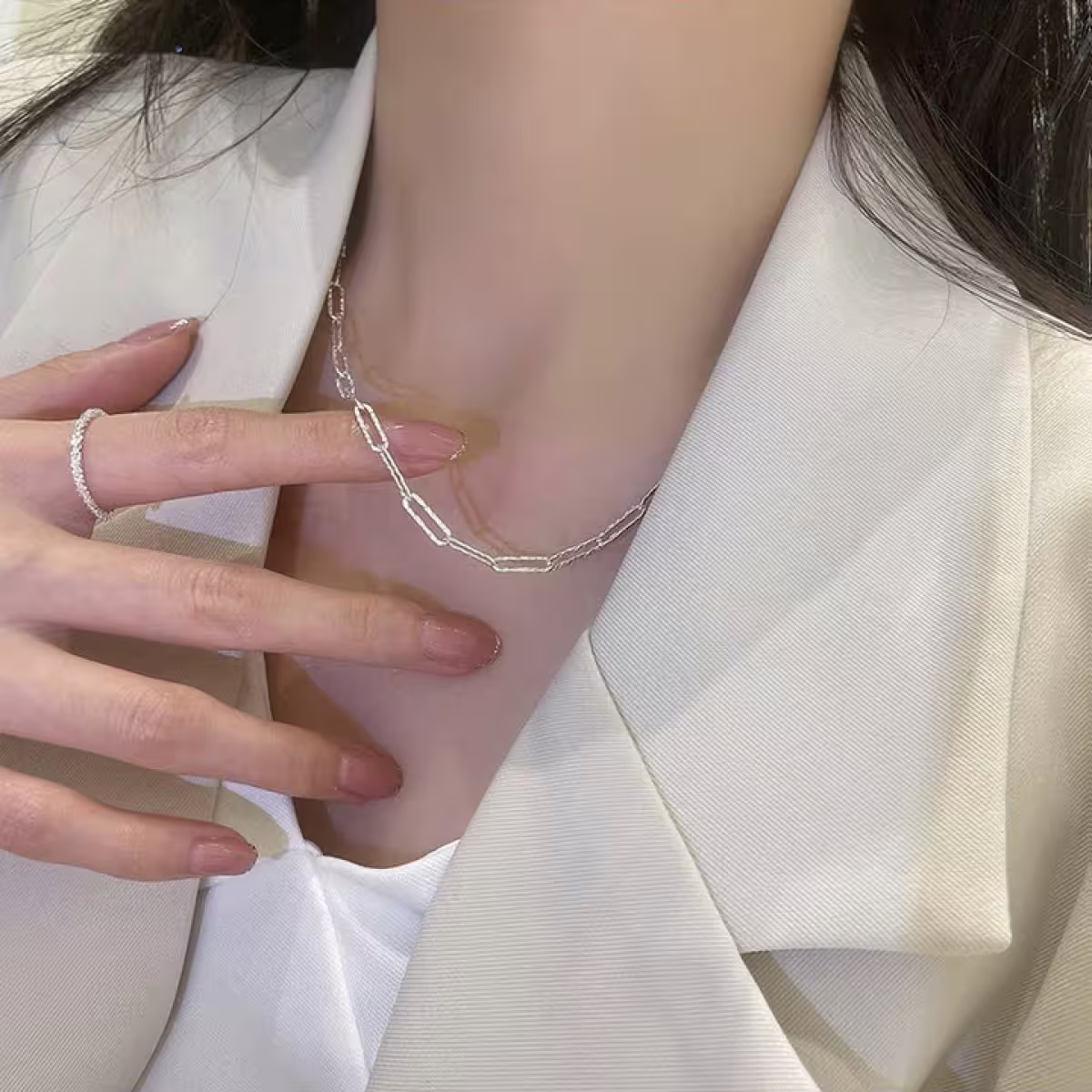 925銀飾&times;鍊條刻痕&times;鎖骨項鍊-第5張