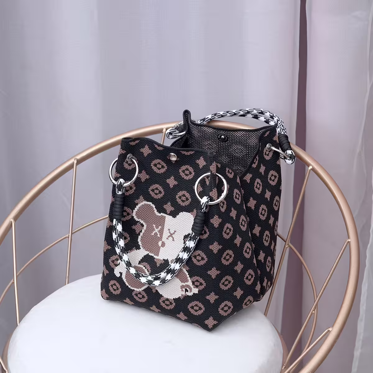 小熊老花&times;針織手提袋-第3張