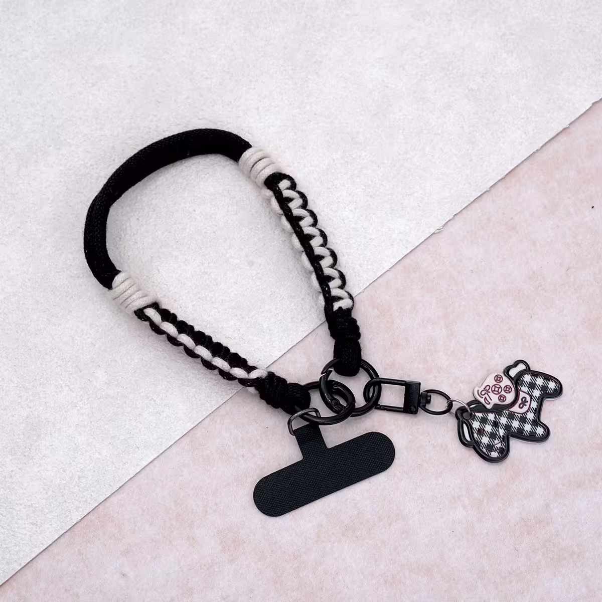 小馬編織&times;手機腕帶掛繩&times;黑色-第1張