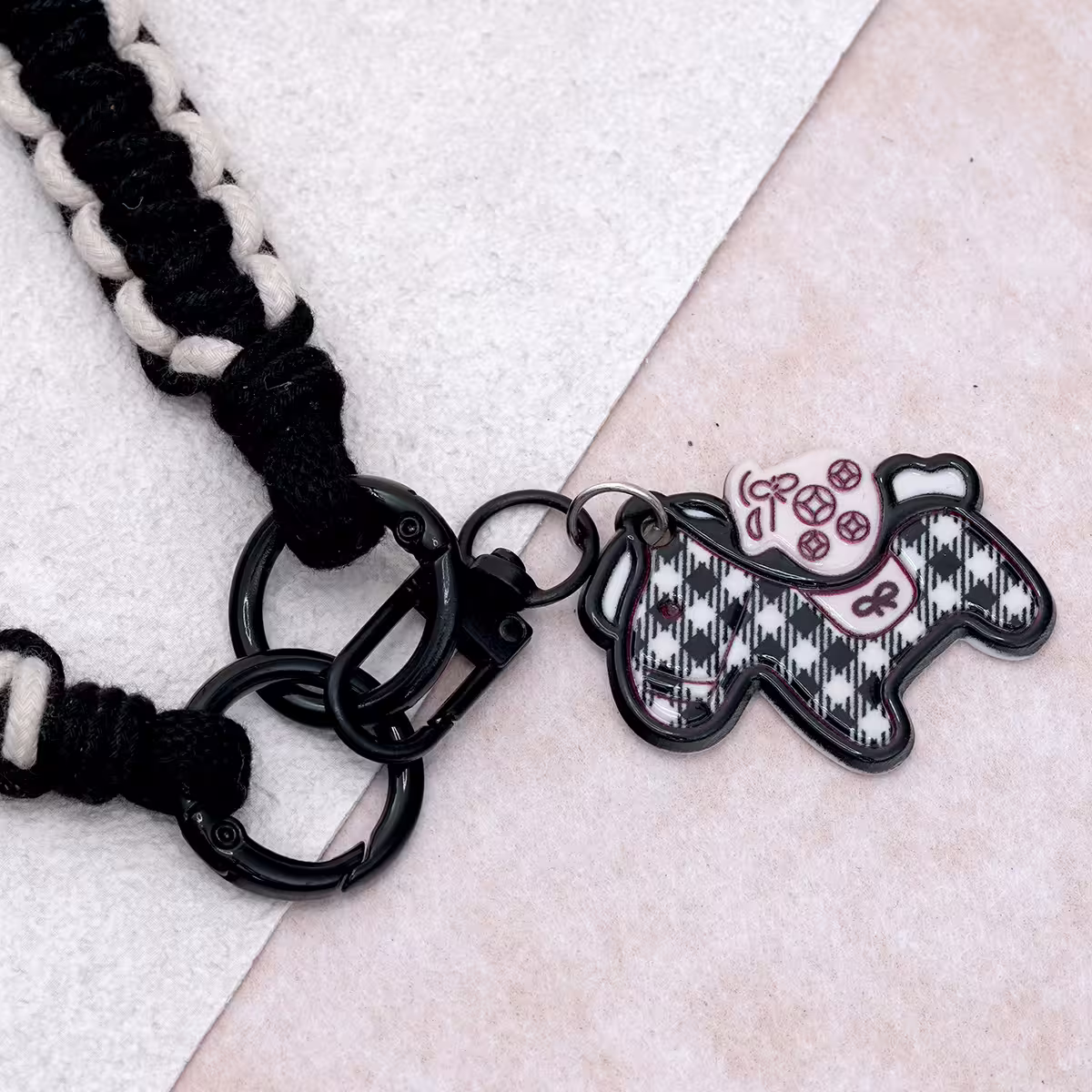 小馬編織&times;手機腕帶掛繩&times;黑色-第4張