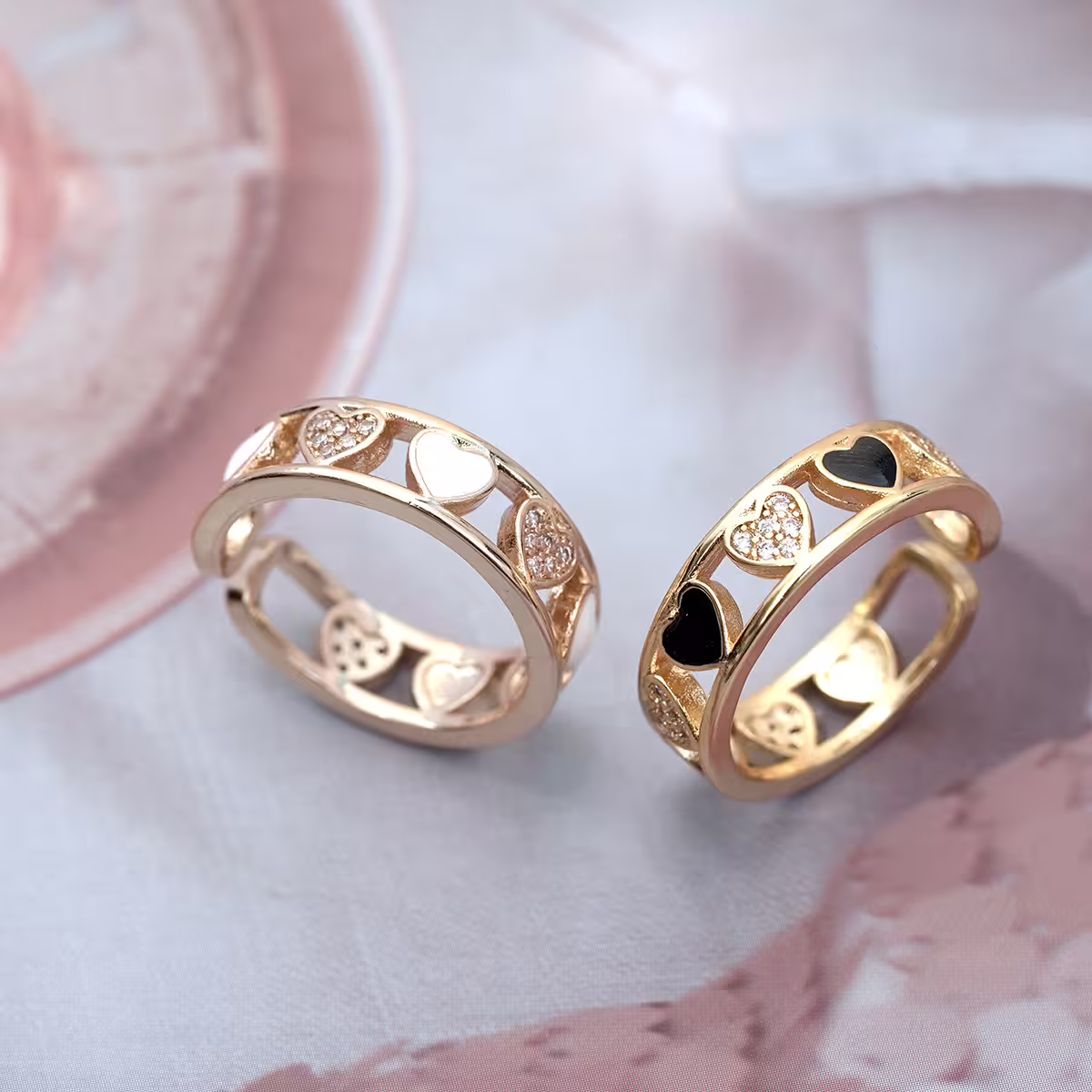 金愛心鏤空晶鑽&times;開口戒指-第4張