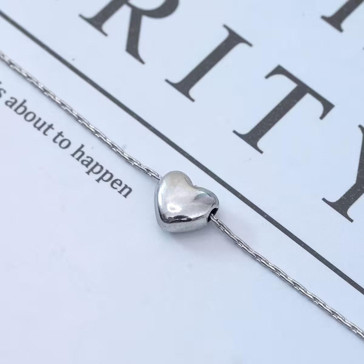 316鋼飾&times;光面小愛心蛇骨鍊&times;銀色-第3張