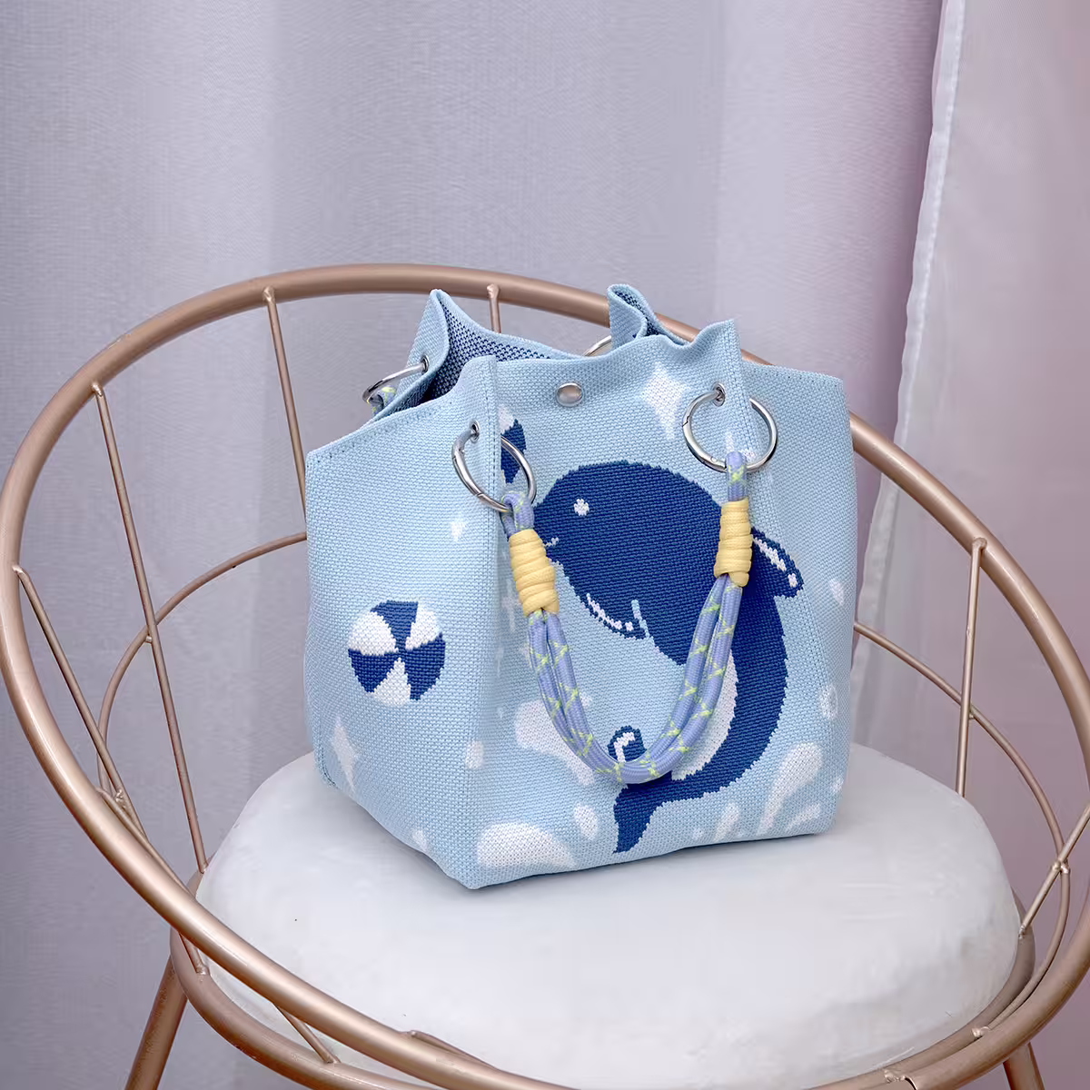 藍色海豚&times;針織手提袋-第2張