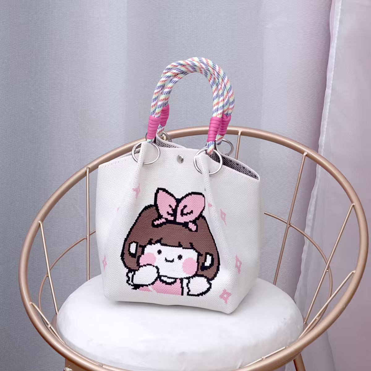 可愛女孩&times;針織手提袋-第1張