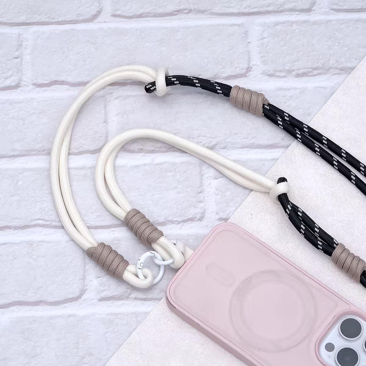 可延長運動風撞色&times;手機斜背&腕帶&times;兩用掛繩&times;黑白小點-第6張