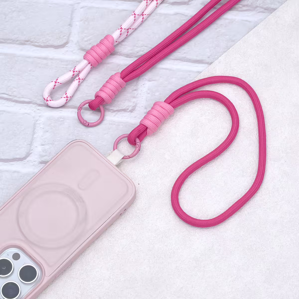 可延長運動風撞色&times;手機斜背&腕帶&times;兩用掛繩&times;桃粉紋理-第5張