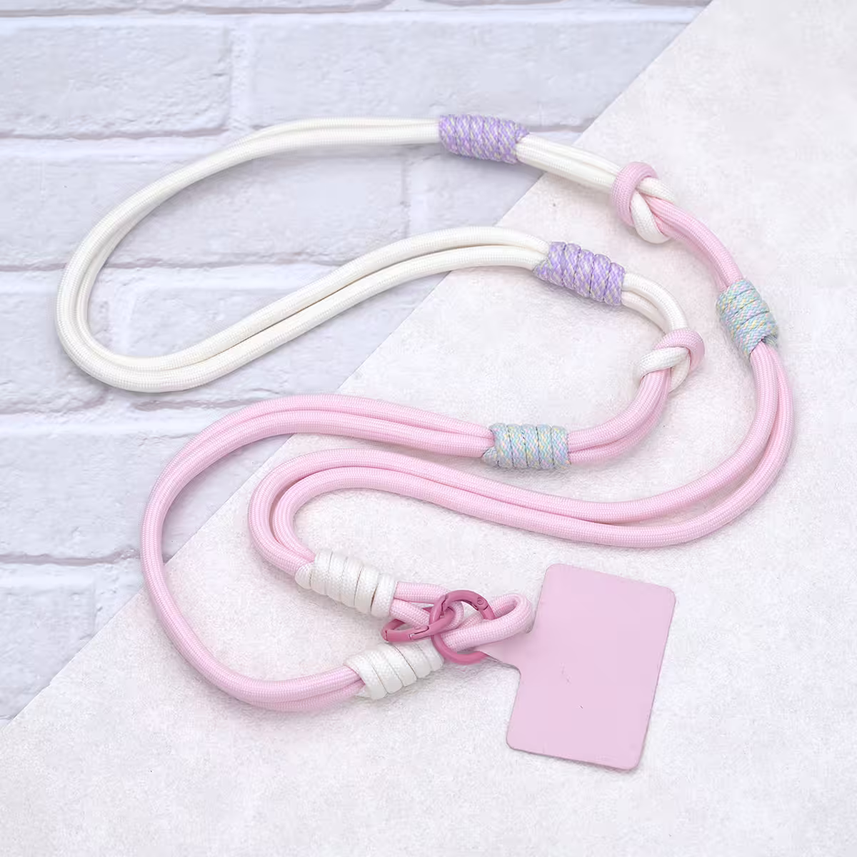 可延長運動風撞色&times;手機斜背&腕帶&times;兩用掛繩&times;粉白素色-第1張