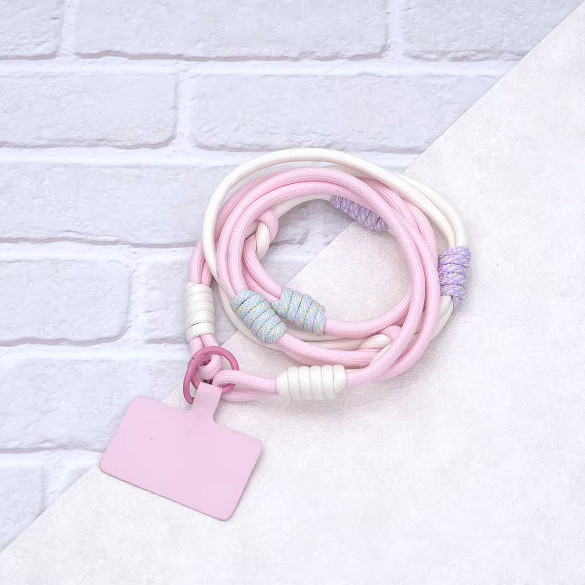 可延長運動風撞色&times;手機斜背&腕帶&times;兩用掛繩&times;粉白素色-第5張