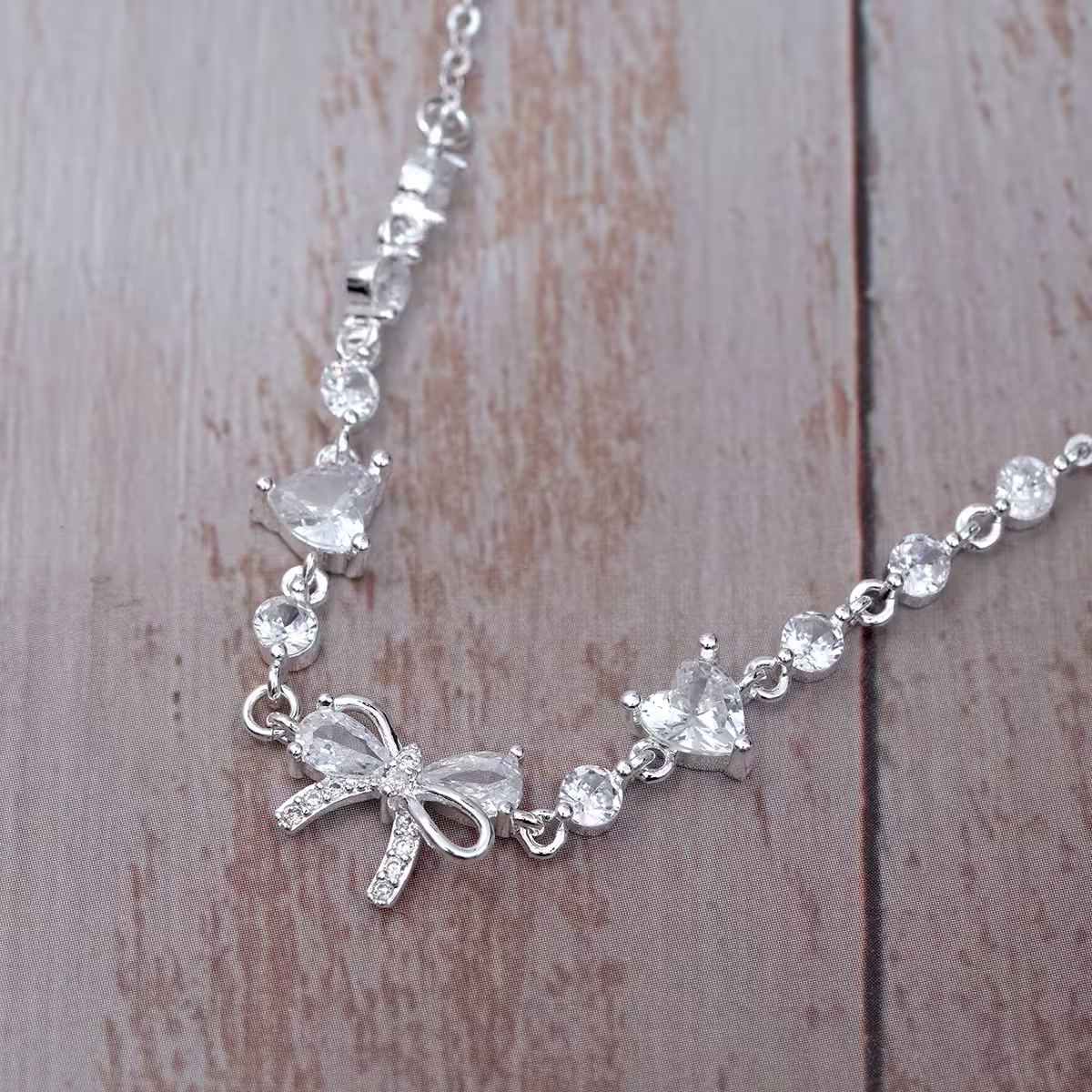 925銀飾&times;蝴蝶結愛心晶鑽&times;手鍊-第4張