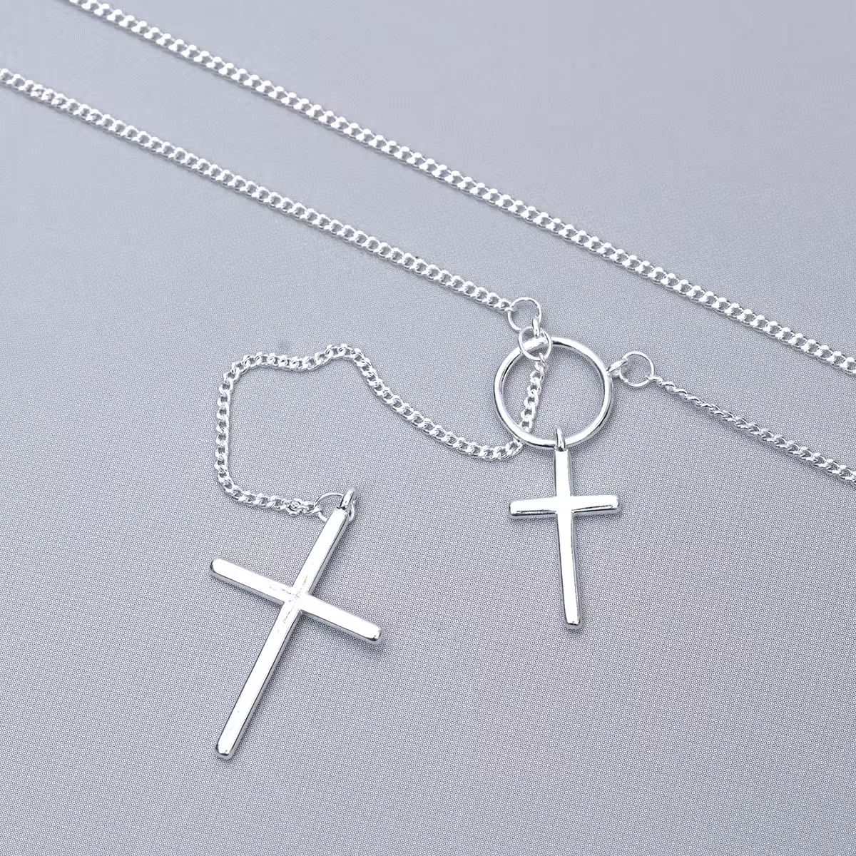 925銀飾&times;圓環雙十字&times;鎖骨項鍊-第3張