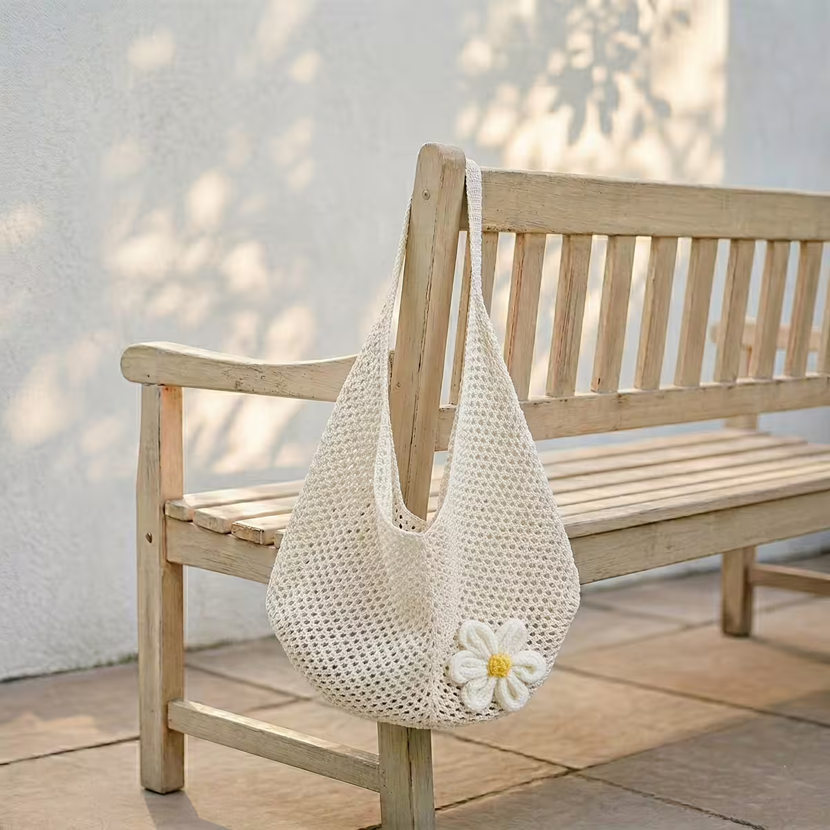 慵懶小花針織&times;肩背包&times;白色-第1張