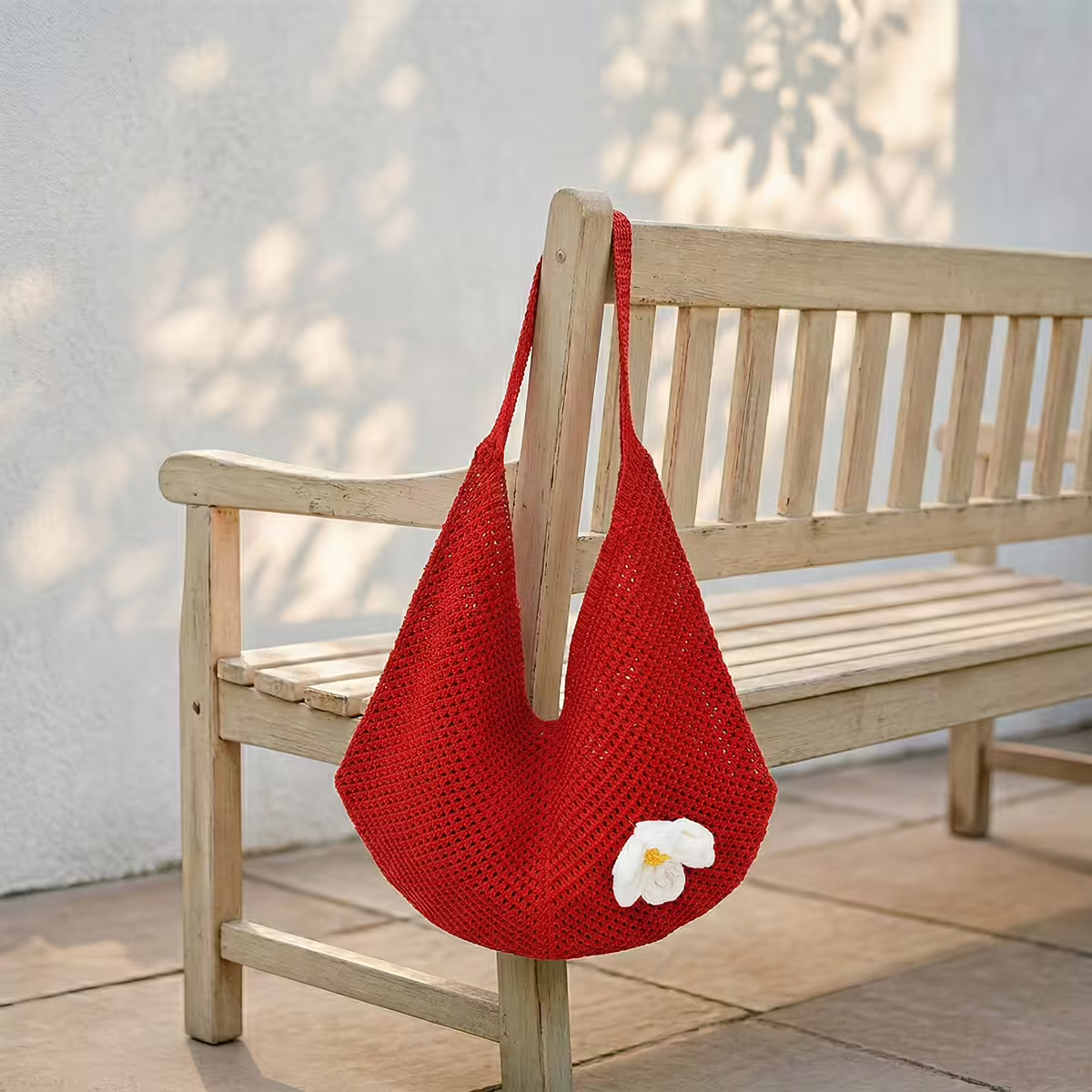 慵懶小花針織&times;肩背包&times;紅色-第1張