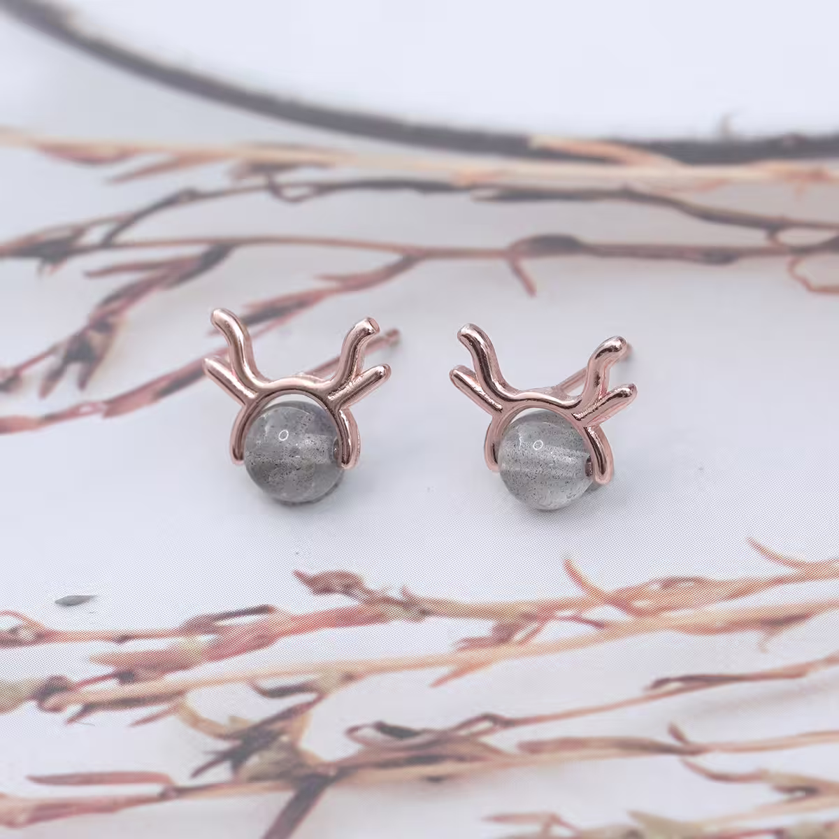 小鹿灰晶&times;耳環-第2張