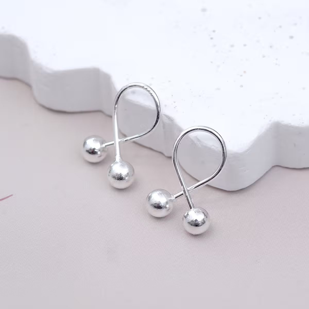 925耳針&times;交叉線&times;轉珠耳環-第1張