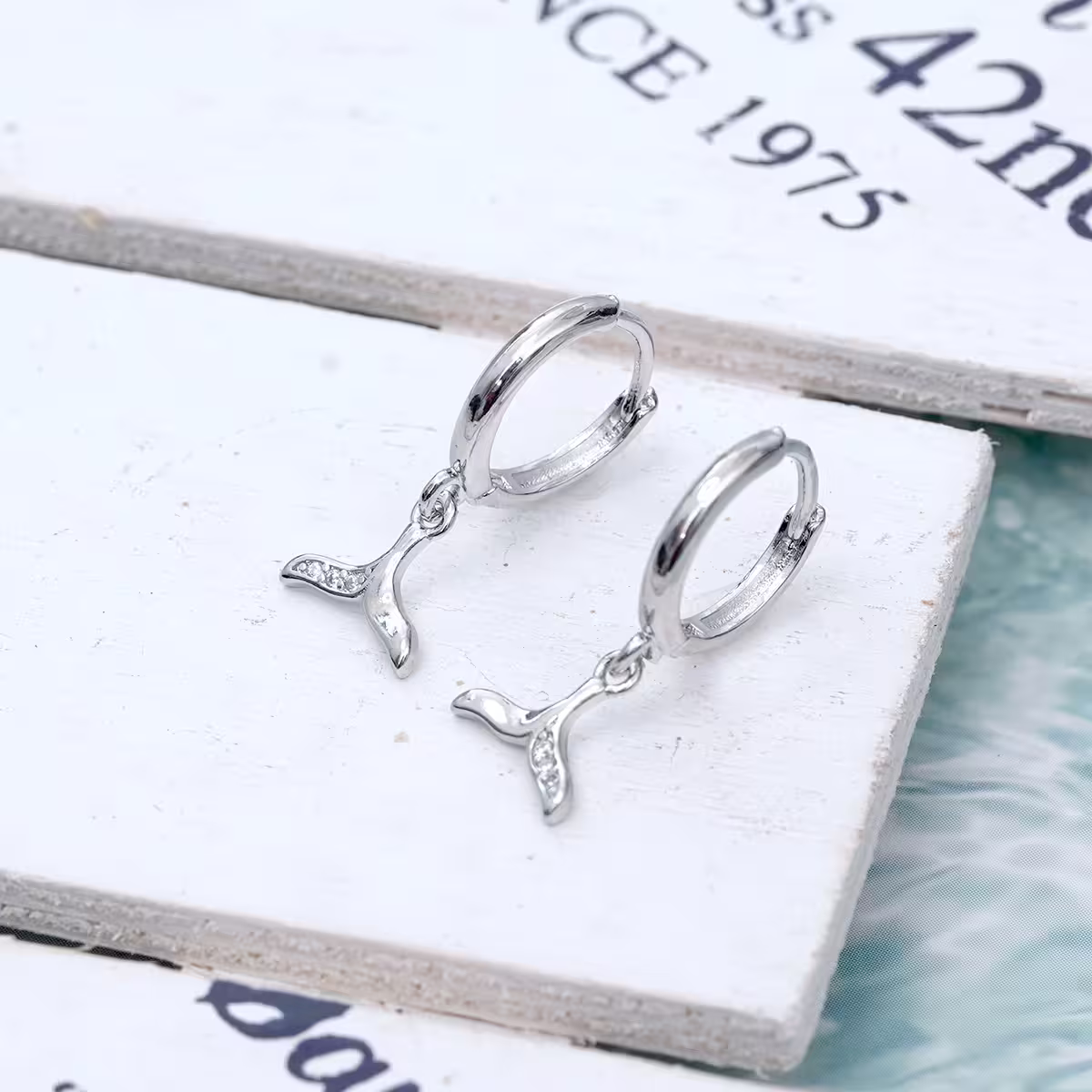 925銀針&times;鯨魚尾巴&times;耳扣-第1張