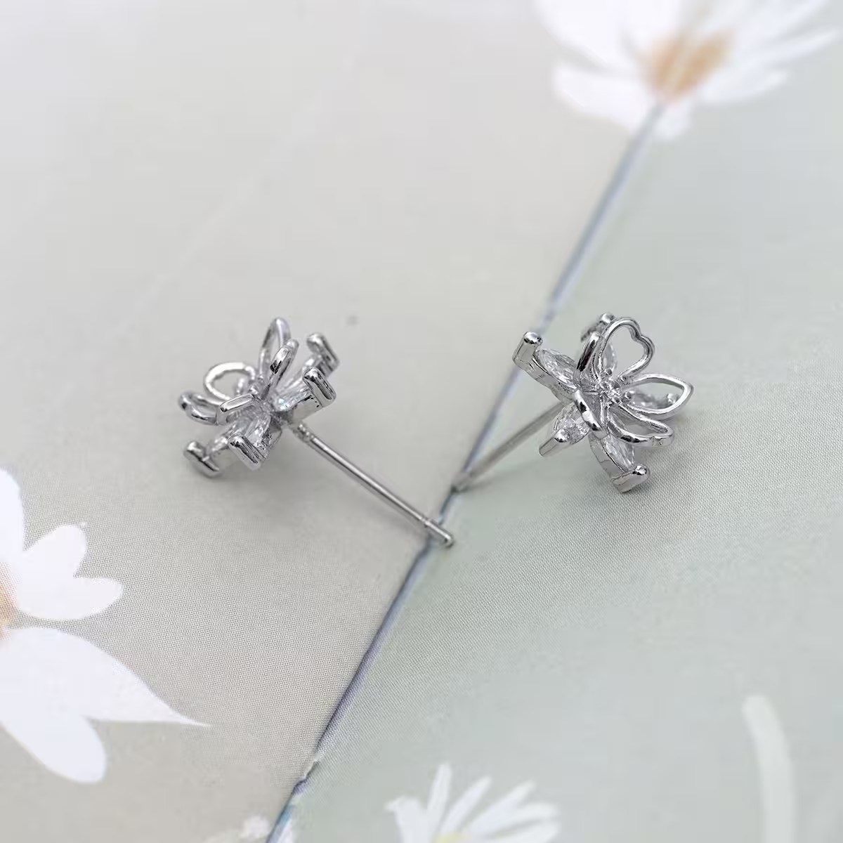 925銀針&times;立體五花瓣&times;耳環-第3張