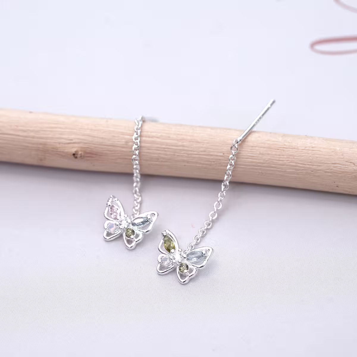 925銀針&times;蝴蝶彩晶&times;耳線-第3張