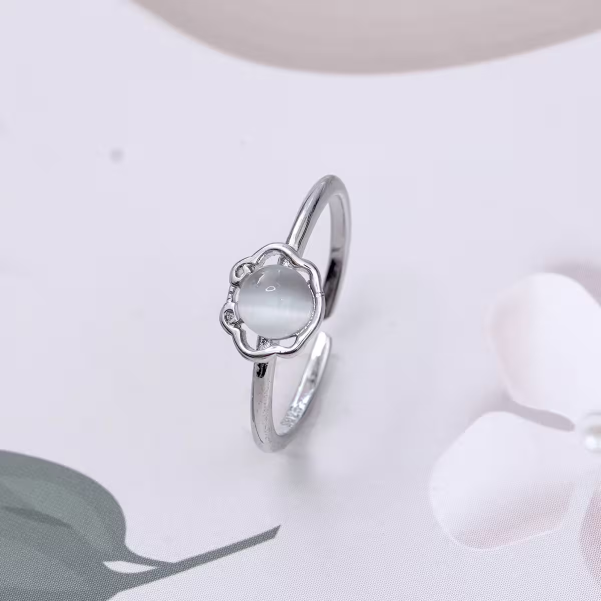 925銀飾&times;祥雲貓眼石&times;開口戒指-第2張