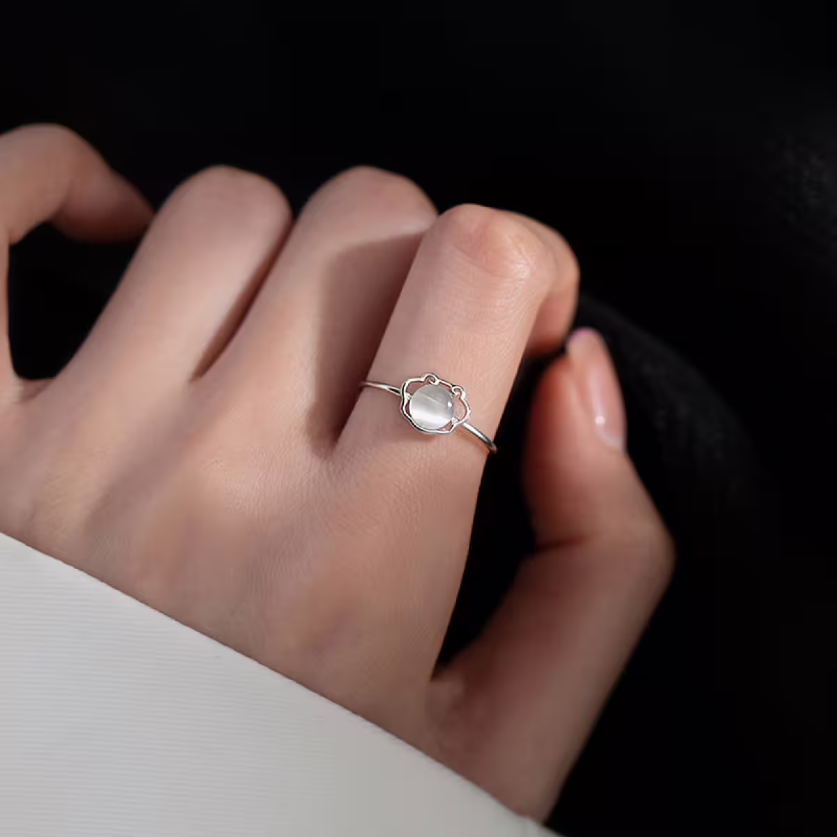 925銀飾&times;祥雲貓眼石&times;開口戒指-第6張