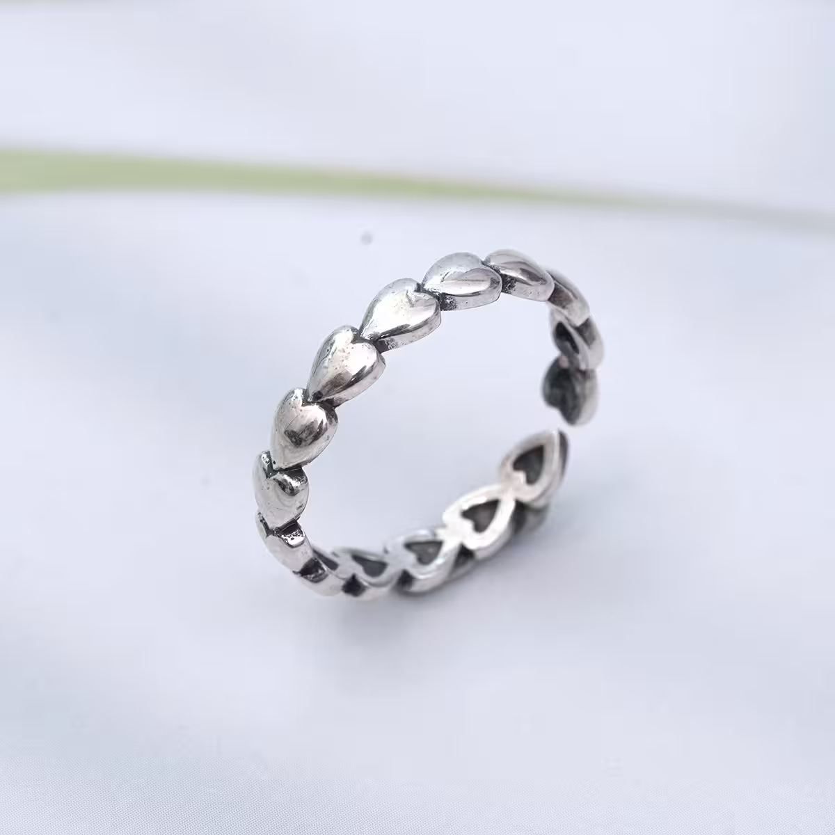 925銀飾&times;復古疊加愛心&times;開口戒指-第2張