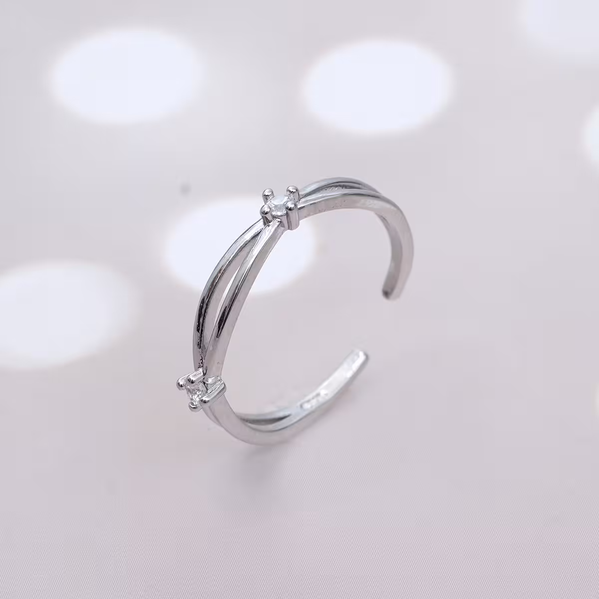 925銀飾&times;晶鑽交織&times;開口戒指-第1張