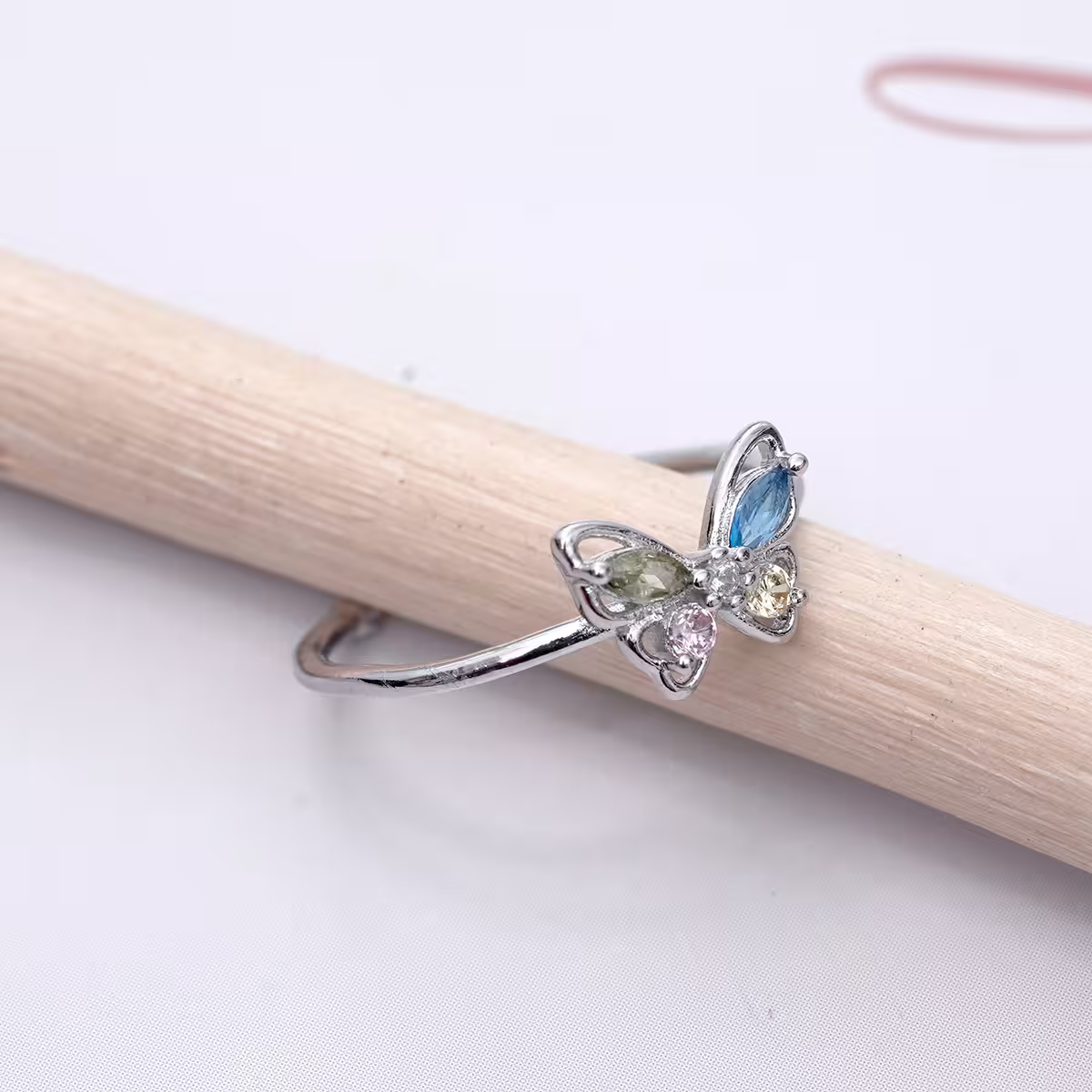 925銀飾&times;蝴蝶彩晶&times;開口戒指-第2張