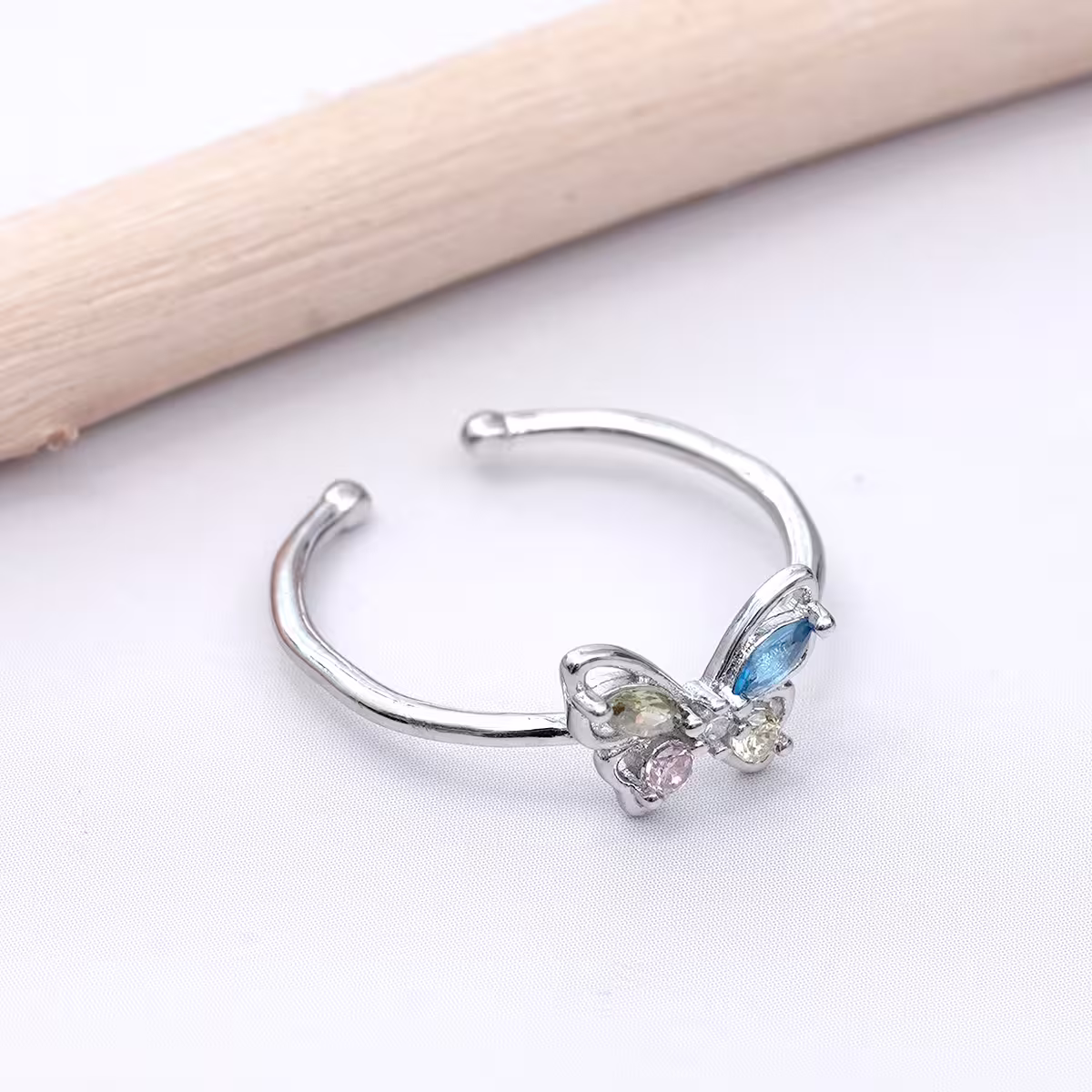 925銀飾&times;蝴蝶彩晶&times;開口戒指-第5張