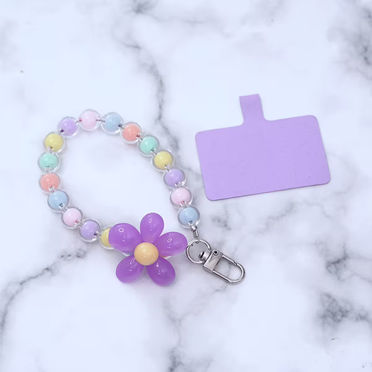 果凍小花朵&times;手機手提吊飾掛繩&times;彩色紫花-第2張