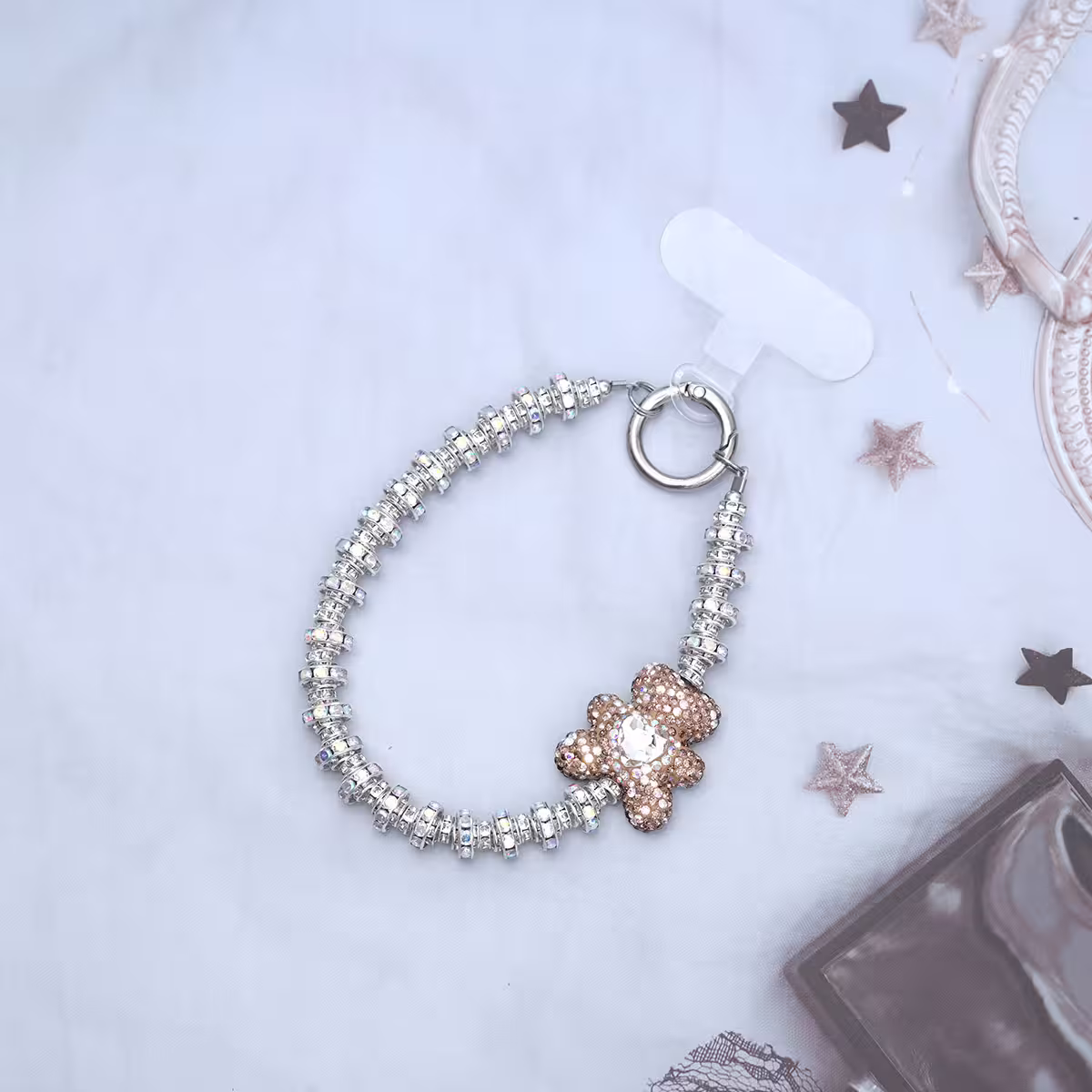 輕奢小熊晶鑽&times;手機腕帶掛繩&times;棕咖-第1張