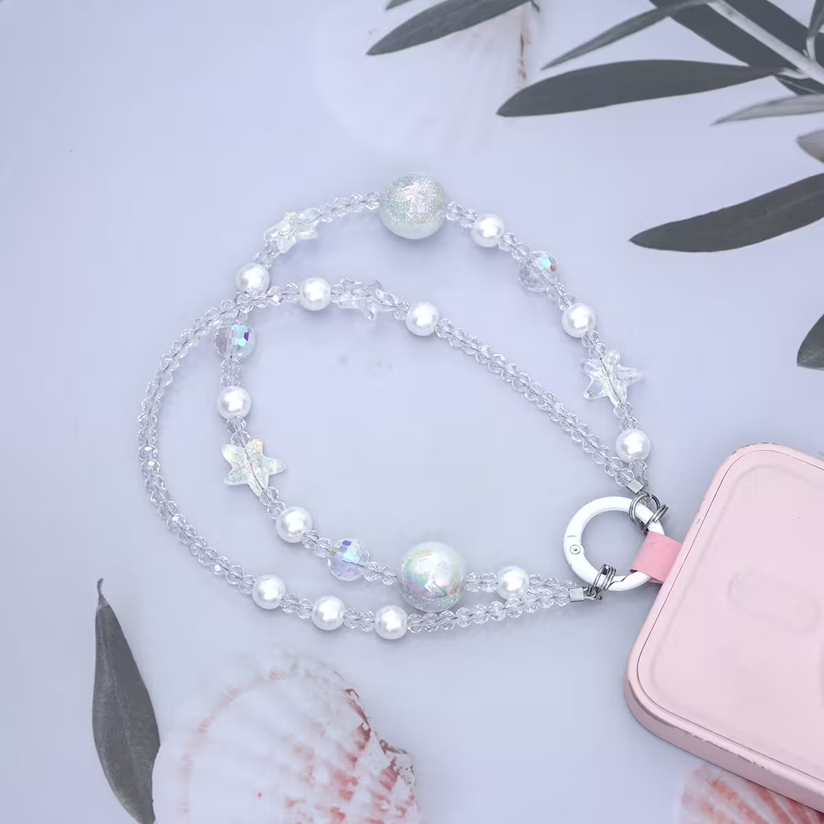 雙層魔幻海星明珠&times;手機腕帶掛繩&times;白色-第3張