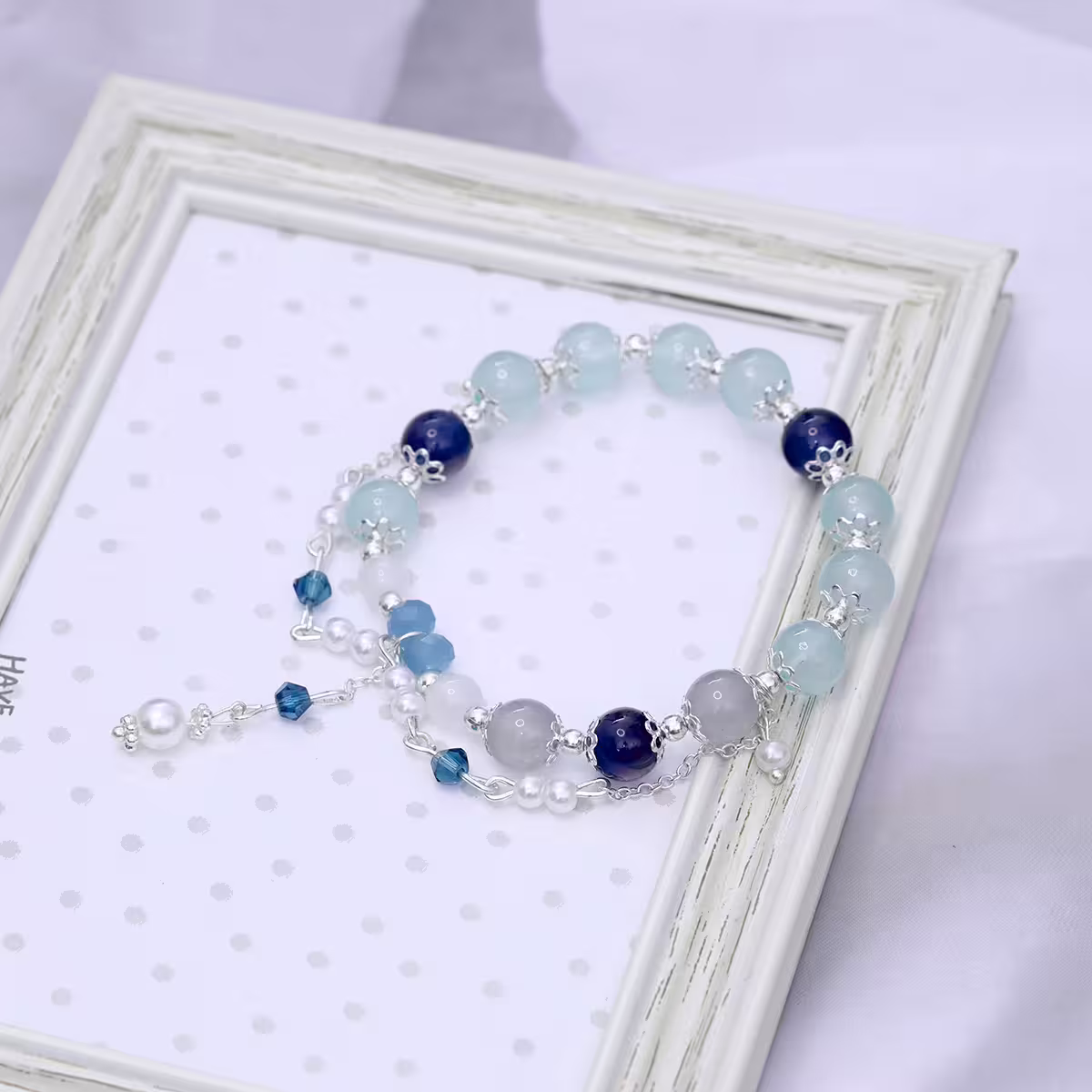 琉璃水藍藍&times;固定式串珠手鍊-第1張