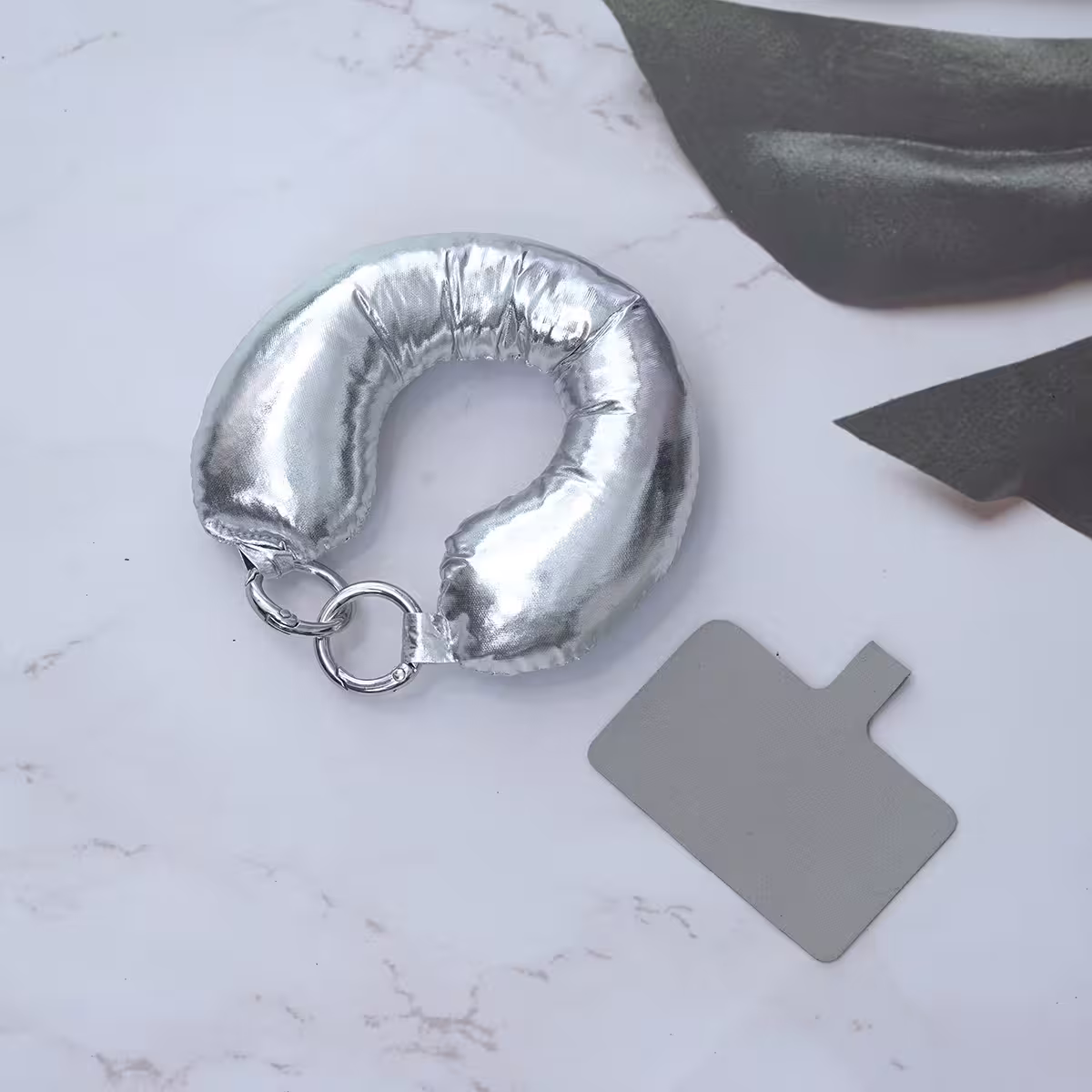 漆面太空棉&times;手機手提吊飾掛繩&times;銀色-第2張