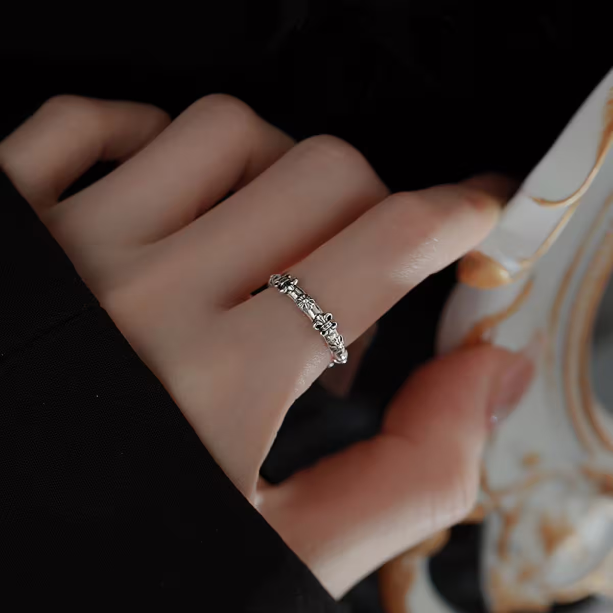 925銀飾&times;哥德十字花&times;開口戒指-第5張