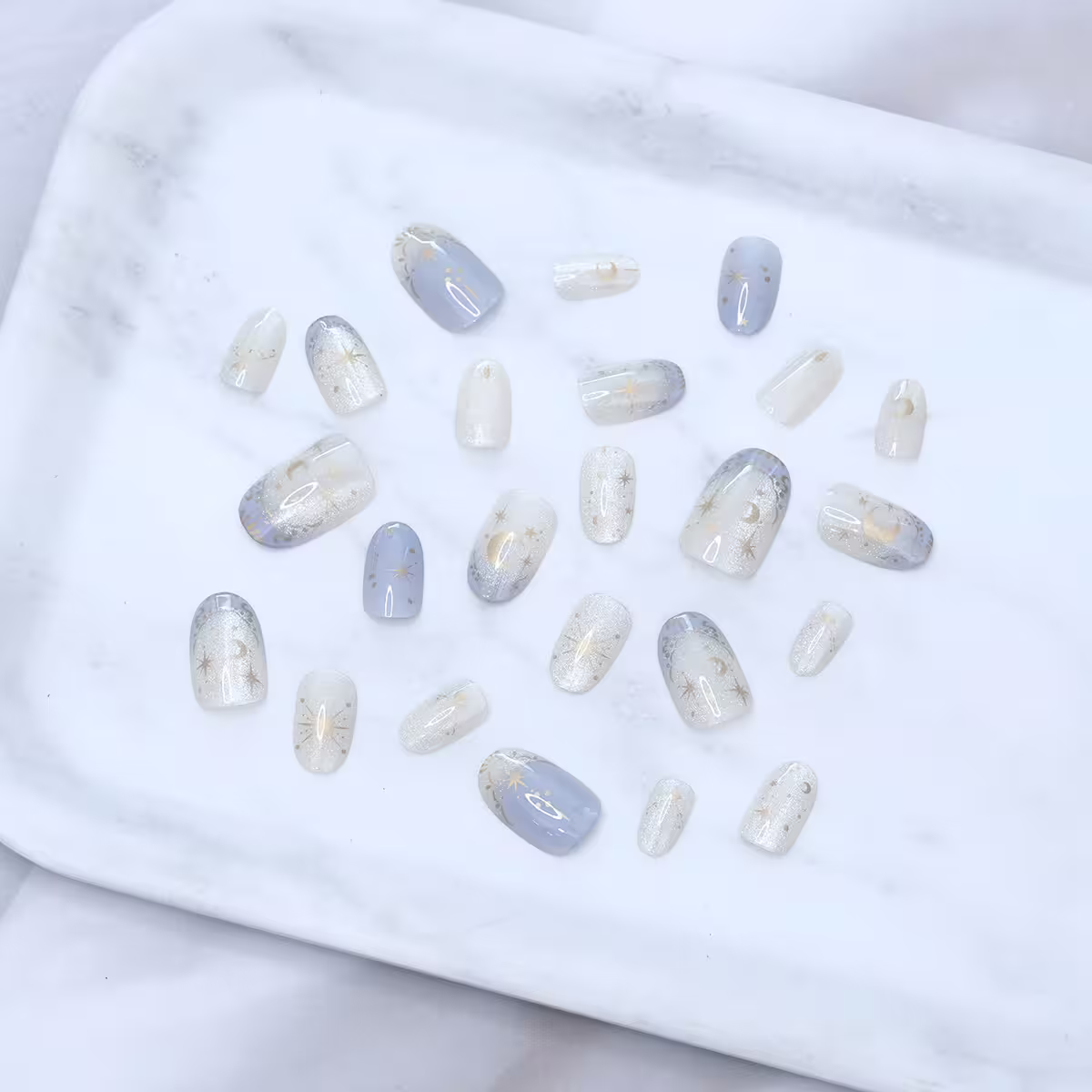 淡紫銀月星輝亮面×穿戴式手指甲片×二十四入-第2張