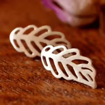 925銀針×鏤空樹葉×耳針