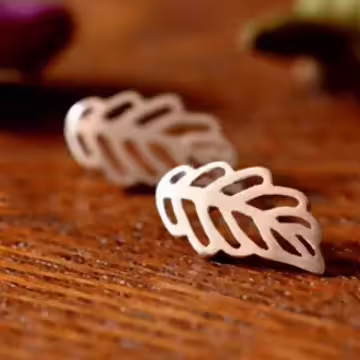 925銀針×鏤空樹葉×耳針