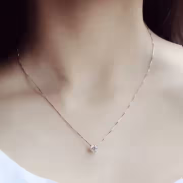 925銀飾×單鑽鋯石×鎖骨項鍊