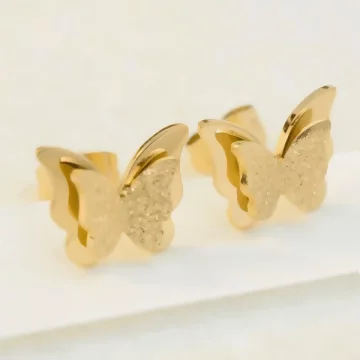 鋼飾×雙層磨砂蝴蝶×耳釘×金色.avif
