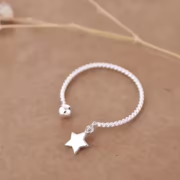 925銀飾×星墜麻花×開口戒指