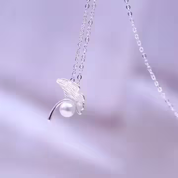 925銀飾×銀杏葉珍珠×鎖骨項鍊