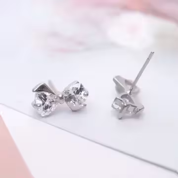 925銀針×晶鑽蝴蝶領結×耳針