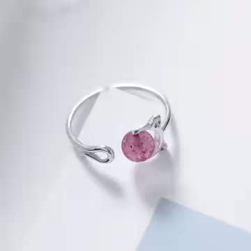 925銀飾×莓晶小貓咪×開口戒指