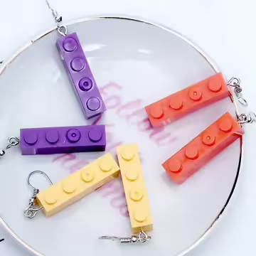 彩色積木×吊墜耳勾×鮮黃