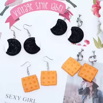 花邊奶油餅干×吊墜耳勾