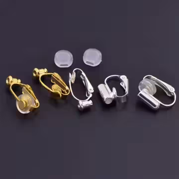 彎針插入式耳夾轉換器×三角耳夾×白銀色