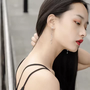 925銀針×晶鑽柳葉垂條×後掛式流蘇耳針.avif