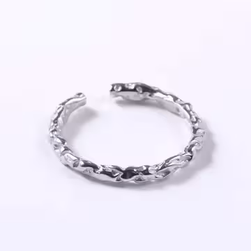 925銀飾×麻編樹藤×開口戒指