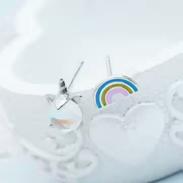 925銀針×彩虹極光獨角獸×耳針